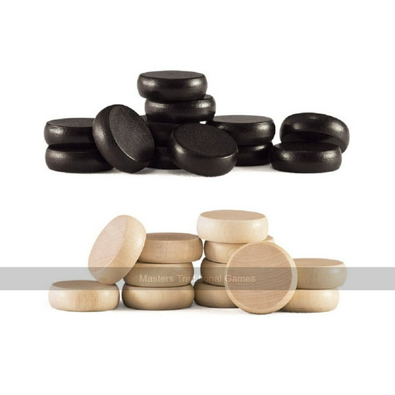 Set of Crokinole disks (12 black, 12 natural wood plus 2 spares)
