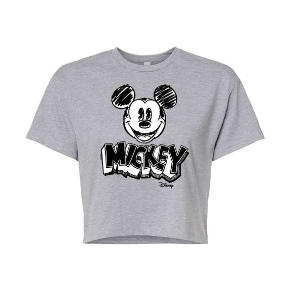 Disney - Mickey Mouse - Sketch Classic - Juniors Cropped Cotton Blend T-Shirt