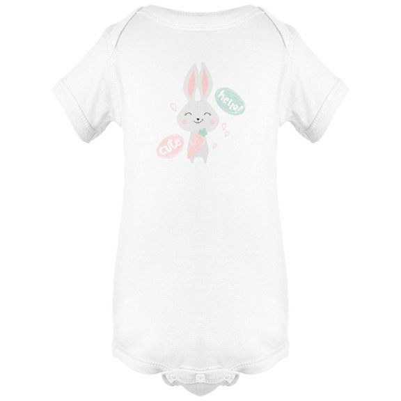 Bunny Saying Hello! Cute Bodysuit Infant -Image by Shutterstock,  6 Months