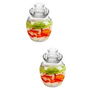 ONAPARTER 2 Pieces Fermentation Jar Clear Glass Crock Jars Fermanting Kit for Vegetables Kimchi Wide Mouth Container As Shown