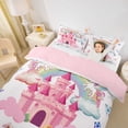 thumbnail image 2 of Metsweet Dreamy Rainbow Unicorn Duvet Cover Queen, Princess Castle Butterflies Queen Bedding,Pink Reversible,3-Piece,1 Duvet Cover and 2 Pillowcases, 2 of 6