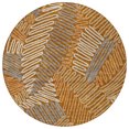 thumbnail image 5 of HomeRoots 593976 8 ft. Orange, Beige & Gray Round Floral Washable Indoor & Outdoor Area Rug, 5 of 5