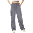 thumbnail image 6 of Hurxie Women Cargo Pants Baggy Y2K Clothing Multi Pockets High Waist Loose Straight Leg Pants Vintage Clothes Gray,XL, 6 of 8