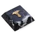 thumbnail image 1 of Bey-Berk International R26M Black Zebra Marble Paperweight with Gold Plated Medical Emblem, 1 of 1