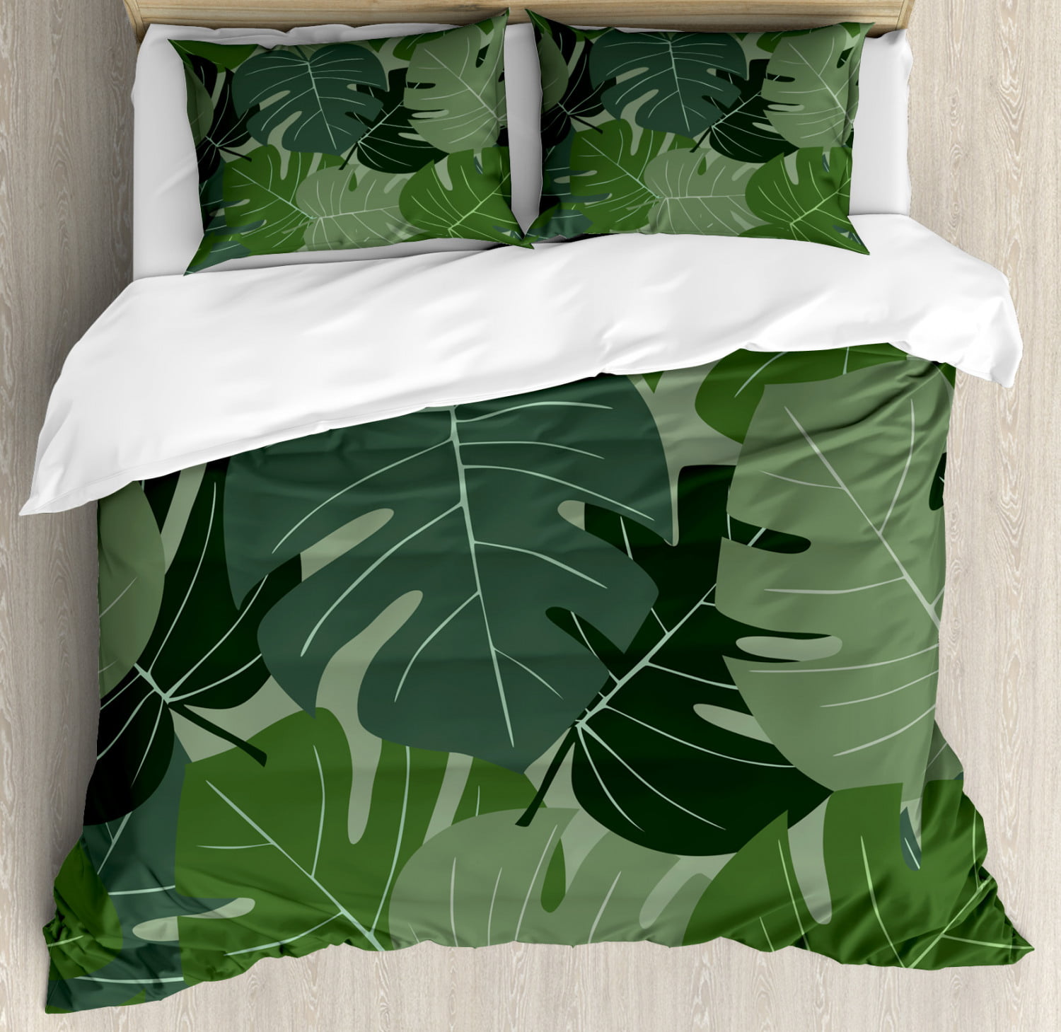 Tropical Palm Camo Comforter & Sheet Set Reversible Bedding Black Olive FULL 