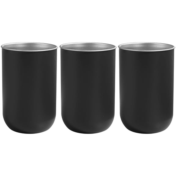 3 Pcs Stainless Steel Mouthwash Cups for Bathroom, Black Matte Finish, 350ML Metal Bathroom Cups, Quality Easy to Clean, Modern Cylindrical Design for Daily Use