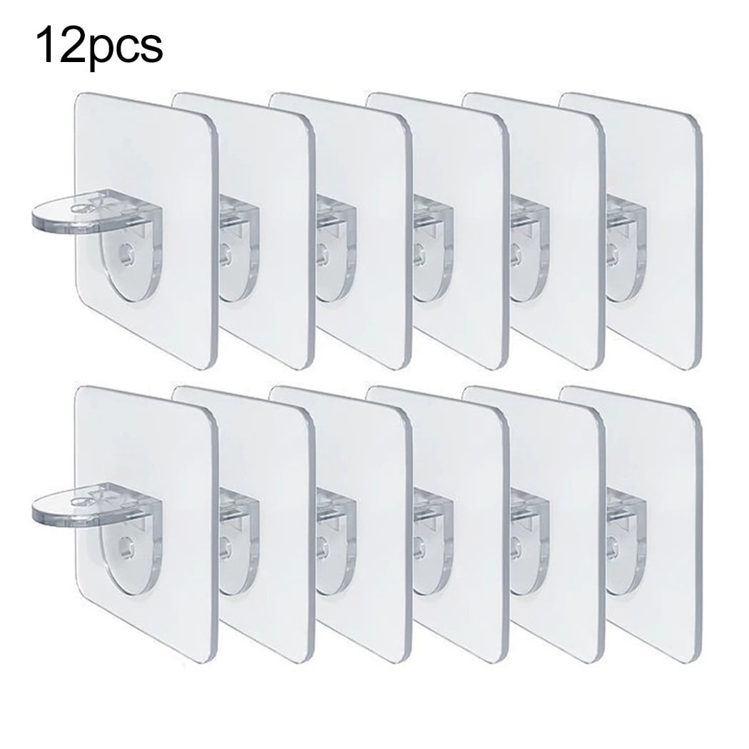 12PCS Pegs Sticky Shelf Bracket Cabinet Wall Hook Self Adhesive Shelves  Holders