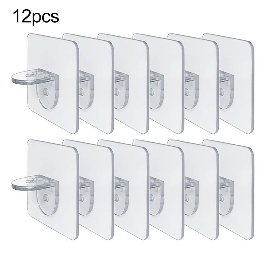 12PCS Pegs Sticky Shelf Bracket Cabinet Wall Hook Self Adhesive