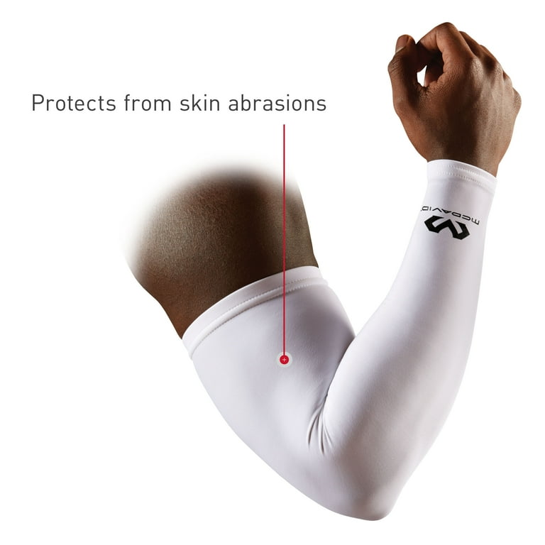 McDavid Sport Compression Arm Sleeves Pair, White, Unisex, Adult