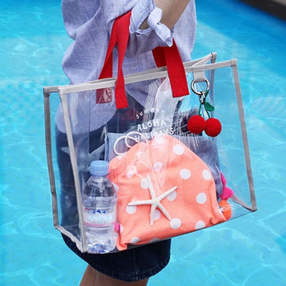Clear Bag for Stadium Events Approved Waterproof PVC Large Transparent Tote Bag for Gym Concert Sports Festivals Red
