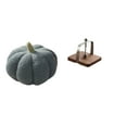 thumbnail image 1 of Servilletero con forma de calabaza de Halloween, organizador de encimera de madera de nogal, acero inoxidable, suave, decorativo, adecuado para regala, 1 of 8