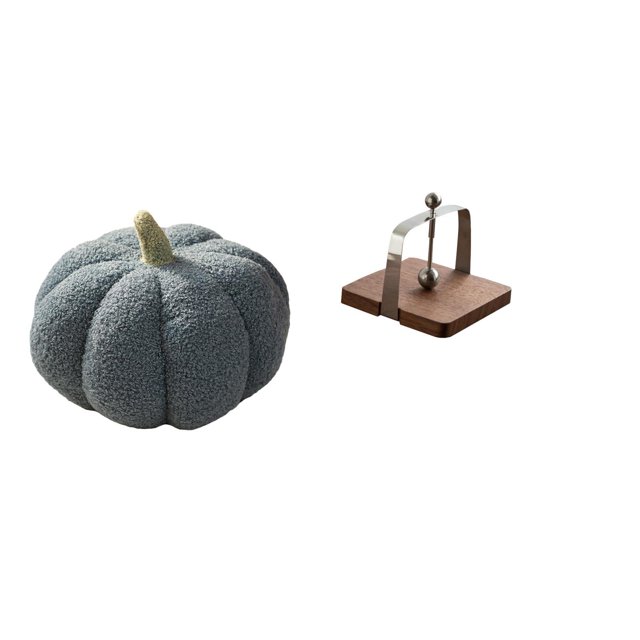 Servilletero con forma de calabaza de Halloween, organizador de encimera de madera de nogal, acero inoxidable, suave, decorativo, adecuado para regala