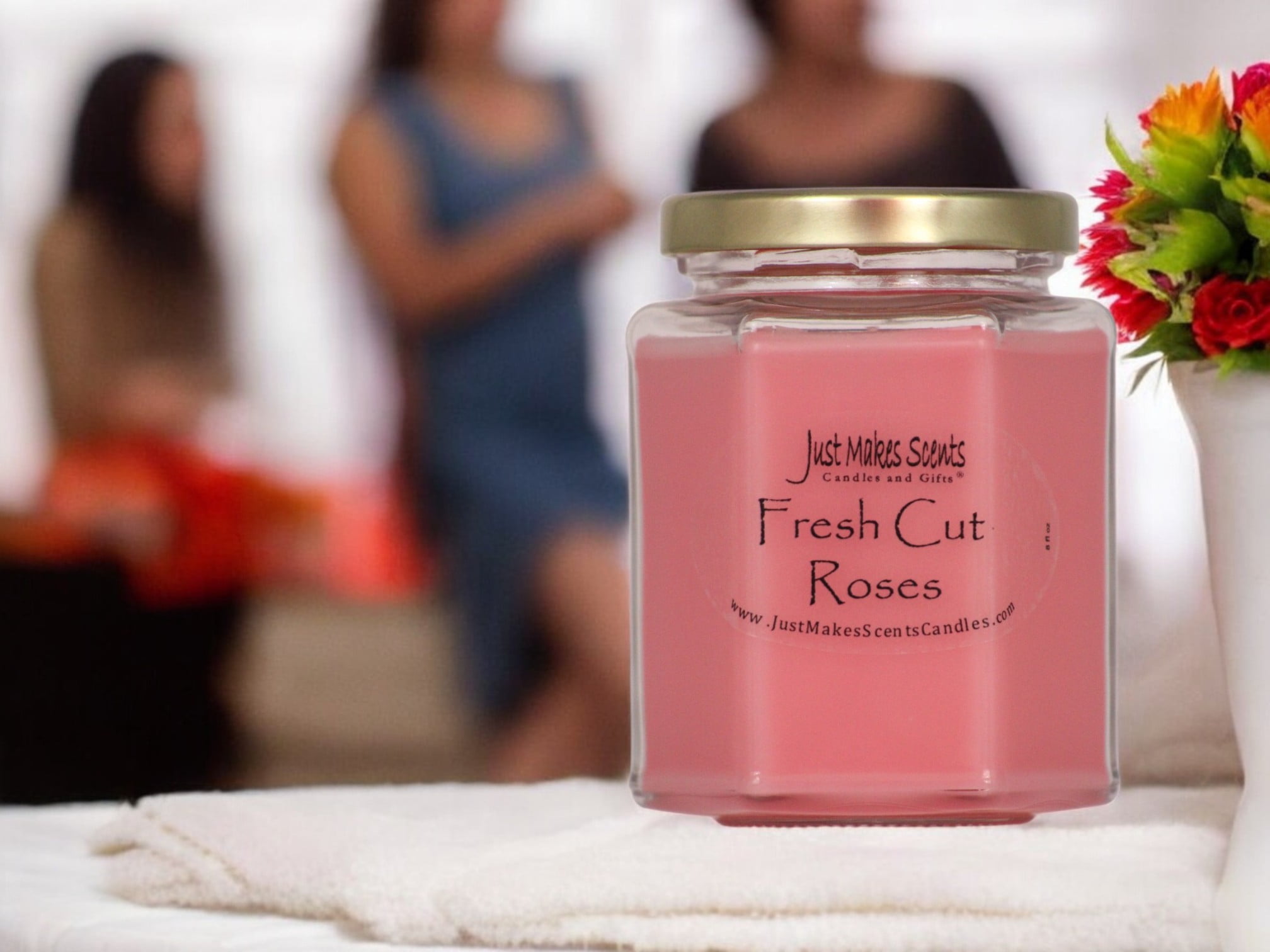 3-Pack Fresh Cut Roses Candle, 8 oz Hexagon jar