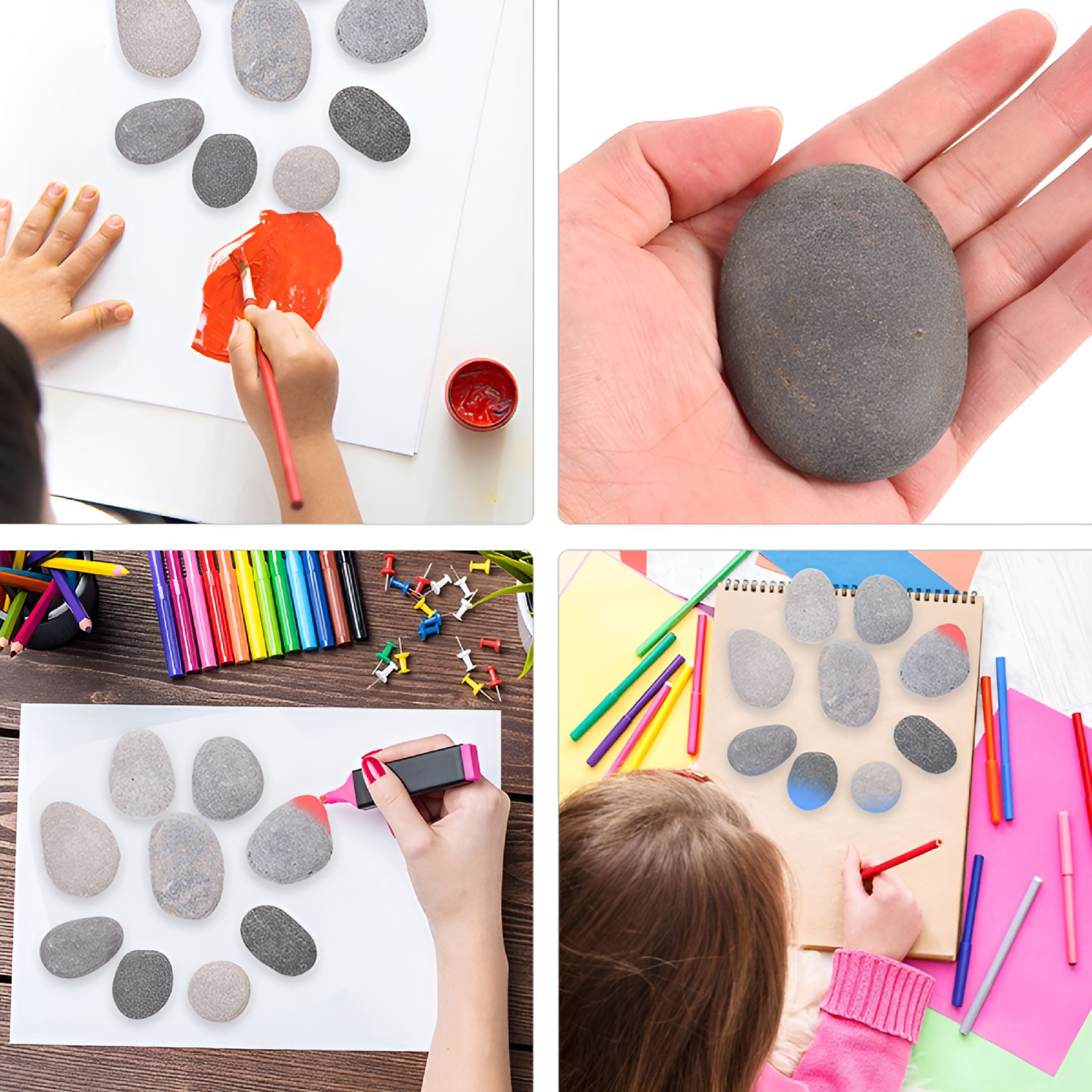 CCOCC 2026 New 2 Pcs Creative Painting Stones Diy Painting Stone Flat Rocks for Painting for Crafts, Art, School Projects, Home Decor, Kids Decorative Rocks Painting Pebble Child