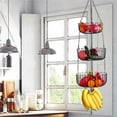 thumbnail image 4 of Multi-layer Hanging Fruit Basket Home Multi-purpose Storage Basket Hanging Flower Basket Rack Durable Hanging Fruit Plate with Hook for Fruit Vegetable Kitchenware, 4 of 9