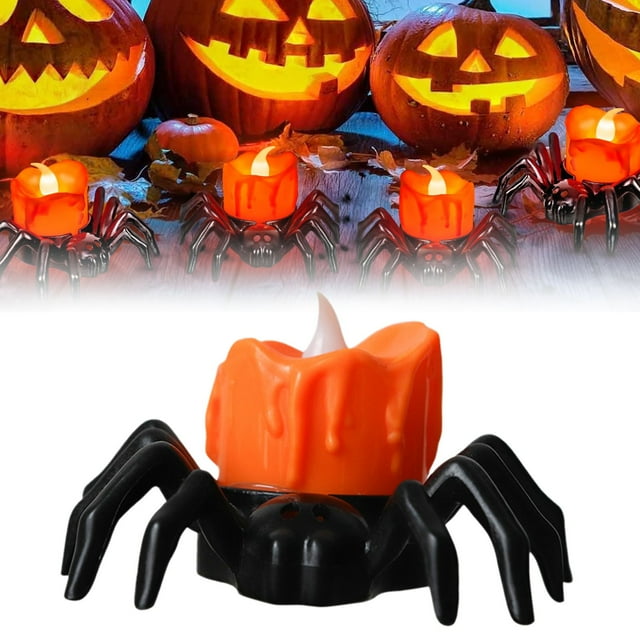 HANDIED Desktop objects Halloween Tea Lights Candles Battery Operated Halloween's Flameless LED Candles Tealights Flickering Candle For Halloween Decorations