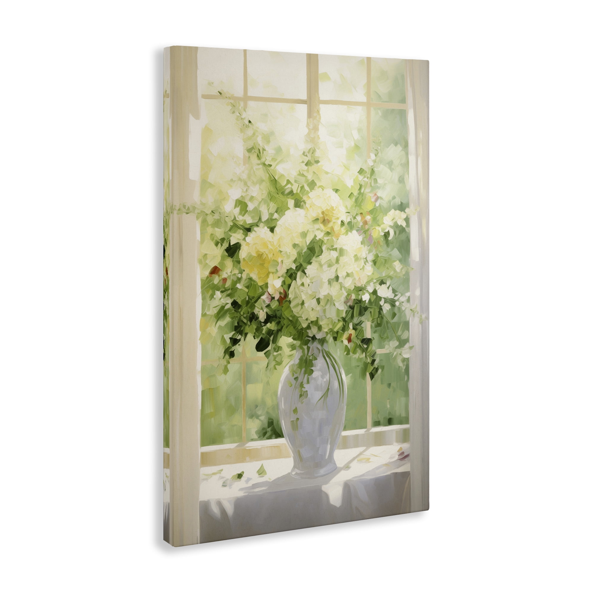 Stupell Industries Flower Arrangement in Window Botanical & Floral Painting Gallery Wrapped Canvas Art Print Wall Art, 16 x 24