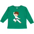 thumbnail image 3 of Inktastic Cute Boy, Brown Hair, Black Belt, Karate Pose Boys Long Sleeve Toddler T-Shirt, 3 of 5