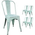 thumbnail image 6 of Furmax Set of 4 Metal Dining Chairs Stackable Indoor Industrial Vintage Chairs,Distressed Blue, 6 of 6