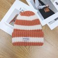 thumbnail image 6 of Beanie Hats for Men Women, Vertical Stripes Thick Two-Color Knitted Hat Double-Color Fabric for Winter-Orange, 6 of 6
