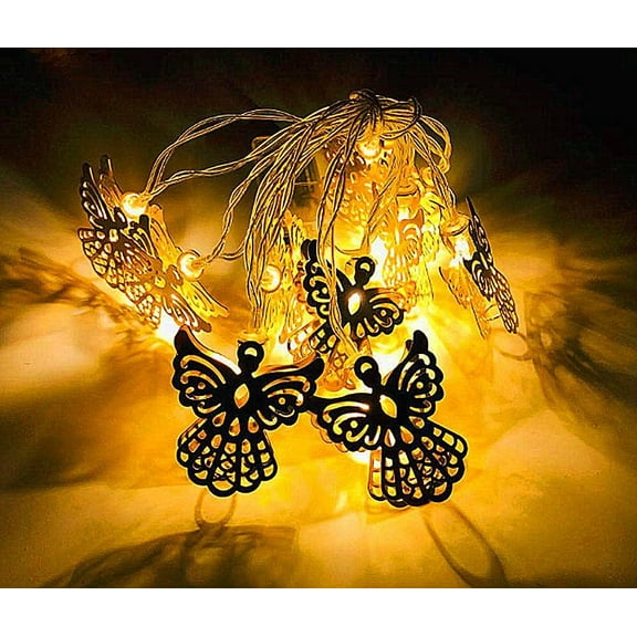 EONQY Rose Gold Metal String Lights, 3M 20 LED Angel Geometric String Lights Battery Powered for Christmas Home Party Decoration