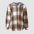 thumbnail image 4 of BODOAO Jackets for Women with Hood Casual Loose Button Down Buffalo Plaid Flannel Shirts Fall Winter Fashion Fleece Shacket Sherpa Lined Warm Long Sleeve Y2K Coats Flannel Jacket for Women Khaki XXL, 4 of 6