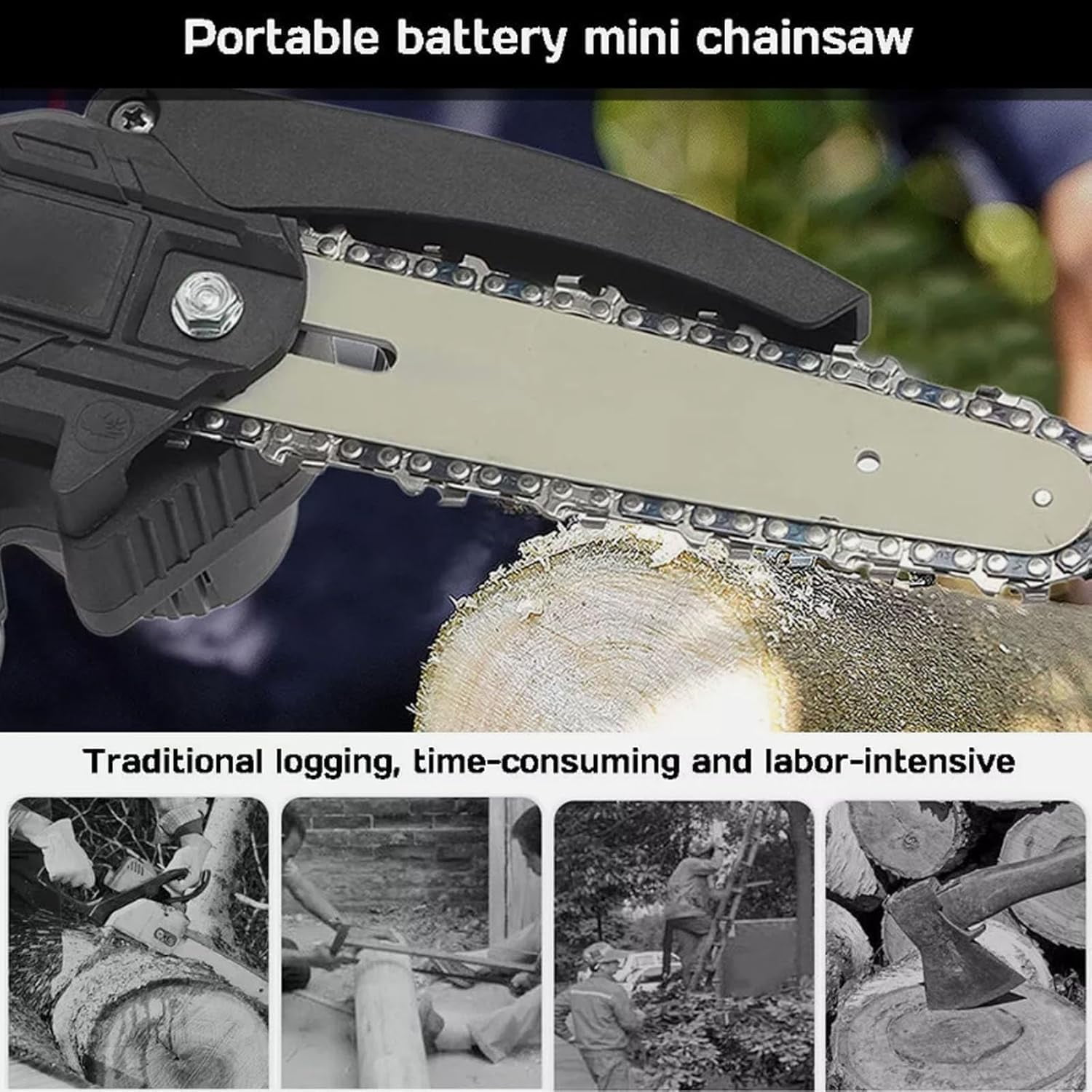 Wood Ranger Mini Chainsaw, 2025 New Portable Mini Power Chainsaw, Wood Ranger Mini Chainsaw Cordless, for Tree Branches, Courtyard and Garden