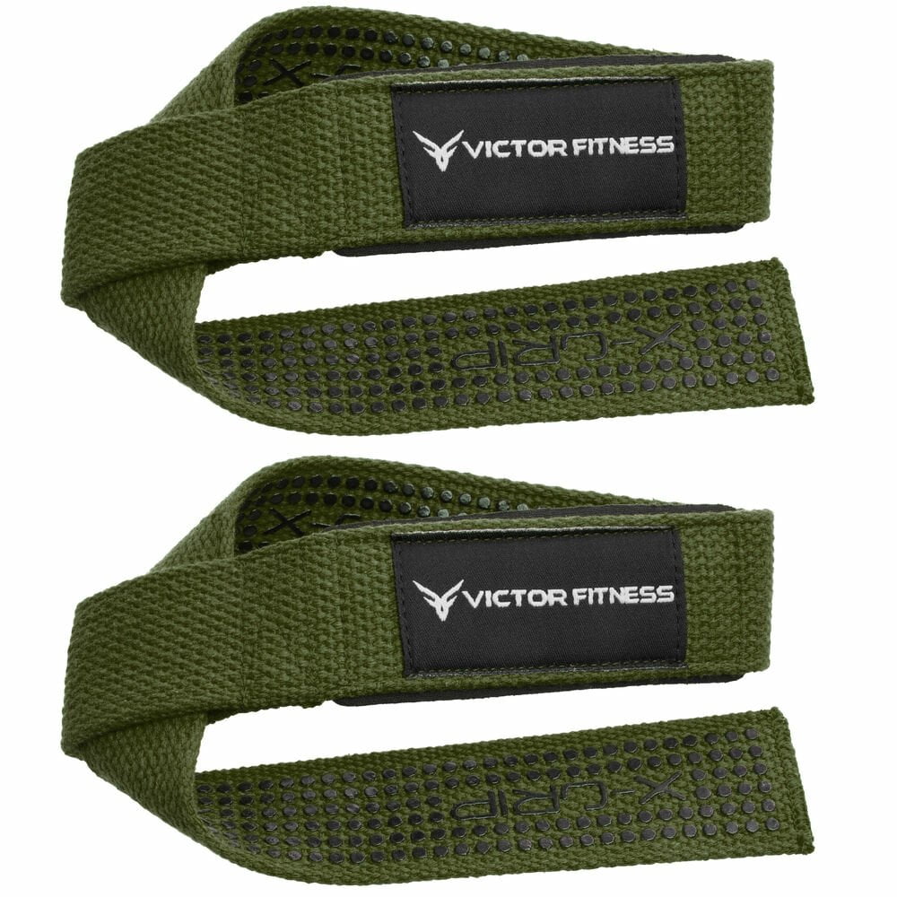 Victor Fitness 24" Padded X-Grip Weightlifting Straps and Quick-Release Barbell/Dumbbell Collar Clamps