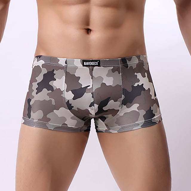 TIHLMK sous-Vêtements pour Hommes Doux à Imprimé Camouflage Culottes Boxeurs Taille Basse