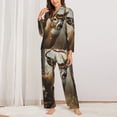 thumbnail image 2 of Balery American Wildlife Deer Forest Conjunto de Pijama con Estampado para Mujer, Conjunto de Dos Piezas con Manga Larga, Ropa de Dormir Suave con Bolsillos, Pijamas Cómodos-Medium, 2 of 7