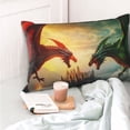 thumbnail image 4 of Salouo Castle Red Green Sky Dragon Pattern Pillow Cases,1PC Pillow Covers with Envelope Closure Decorative Pillow Case for Bed Couch,Pillows Not Included-20"x30", 4 of 6