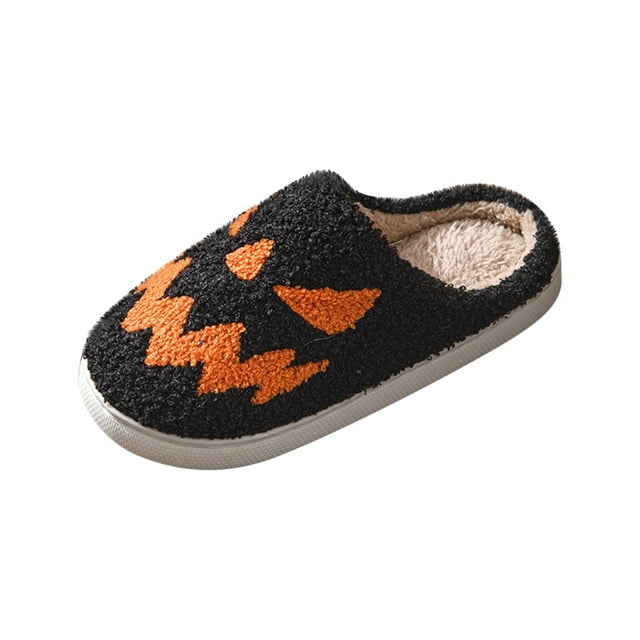 Halloween Slippers, Embroidered Plush House Slippers For Indoor And Outdoor Wear, Warm Non-Slip Unisex Slip-On Design