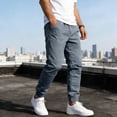 thumbnail image 3 of Blmnix Baggy Trousers for Men Joggers Comfy Pants Low Rise Cargo Pants Jeans Taper Cropped Gray Mens Pants Casual,XXL, 3 of 6