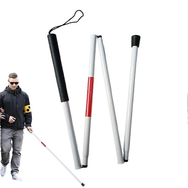 Folding Blind Cane Walking Stick with Red Reflective Tape for The Blind