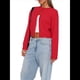 thumbnail image 1 of Suéteres Tipo Cárdigan Corto para Mujer, Suéteres de Larga con Botones, Cárdigan de Punto, Top Corto Y2K con Abertura Frontal. Rojo S, 1 of 10