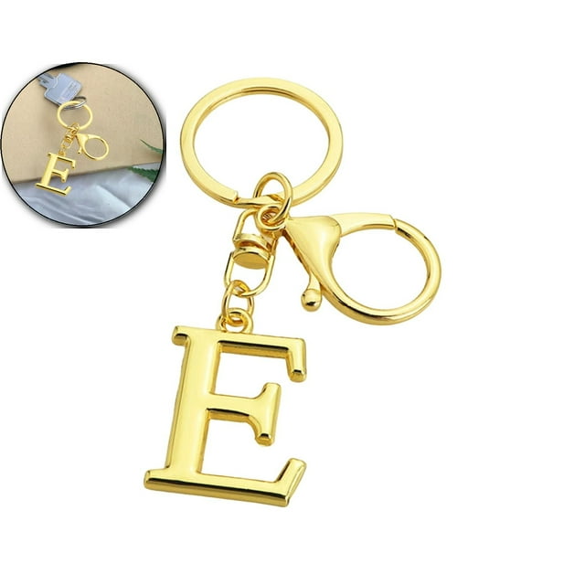 Dvruxg Alphabet Metal Keychain, Golden Letter Pendant Charm, Personalized Bag Accessory for Christmas Gifts & Daily Key Organization