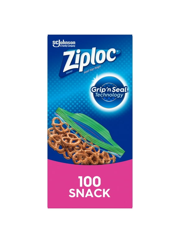 Ziploc Brand FoodStorage Bags, Snack Bagswith Grip 'n Seal Technology, 100 Count