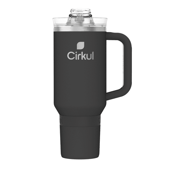 Cirkul 40oz All-Day StrawSip Double-Wall Insulated Stainless Steel Tumbler with Handle, Carbon (Black)