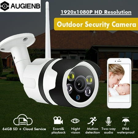 AUGIENB Indoor Outdoor 1080P WiFi Network HD IP Camera Wireless Camera Home Security System Waterproof Night View Internet Video Motion