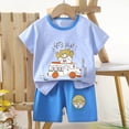 thumbnail image 2 of Agkizg Boys 2 Piece Summer Short Sleeve Outfit Set Cotton Printed T-Shirt and Shorts Casual Playwear for Toddler Kids, 2 of 5
