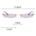 thumbnail image 2 of Slim Rimless Rectangular Sunglasses Vintage Slender Clear Glasses Spring Hinge-Gold Frame Marine Purple, 2 of 5