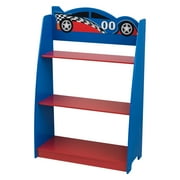 KidKraft Racecar Wooden 3-Shelf Bookshelf, Blue & Red