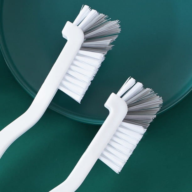 Cepillo pequeño para fregar, cerdas medianas y suaves, mini cepillo para lechada, cepillo de limpieza de esquinas con microborde para botellas, líneas de azulejos, rieles de ventanas, cepillo para grietas de baño para grietas y espacios reducidos, juego de 2 2 brillar Electrónica