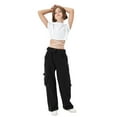 thumbnail image 3 of Rolanko Girls Cargo Pants Wide Leg Loose Cargo Trousers with Pockets Streetwear Kids Pants 4-15 Years, 3 of 7