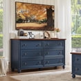 thumbnail image 4 of Farmhouse Bedroom Set of 4 - 54" Tall Chest of Drawers, 6 Drawer Vertical Dresser & 2 Nightstands with 3 Drawers, Wood Furniture Dresser Set, Navy, 4 of 9