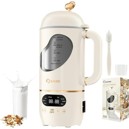 Fully automatic nut milk maker, 35 oz homemade almond, oat, soy plant milk and dairy-free beverages, with delayed start/warm keeping/cooking function almond milk maker, soy milk maker