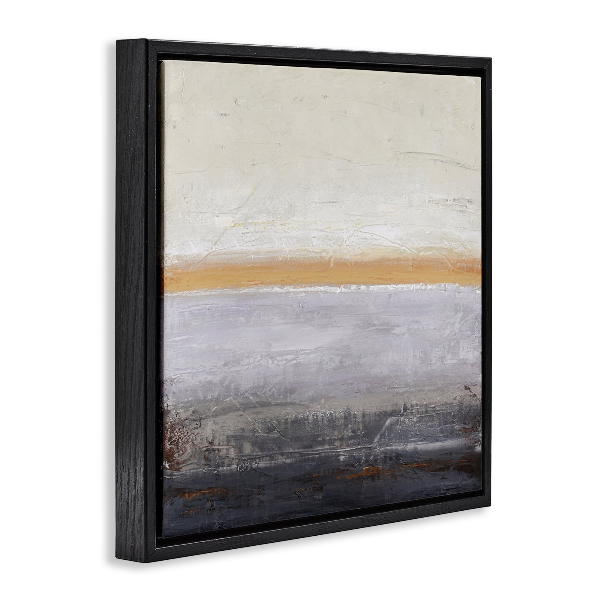 Warm Peachy Horizon Black Framed Floater Canvas Wall Art, design by Design Fabrikken