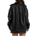 thumbnail image 4 of BiZtdJrK Faux Leather Jackets for Women Lapel Collar Long Sleeve Biker Jacket Full Zip Fashion Street Motorcycle Outerwear Black XL, 4 of 8