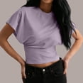 thumbnail image 2 of NinXxx Women's Lightweight Crewneck Relaxed Soft Blend Everyday Tee Light Purple XXL, 2 of 6
