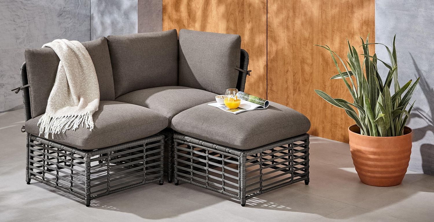 HOMETRENDS Deco Sol 3-Piece Patio Modular Sectional Set - Grey